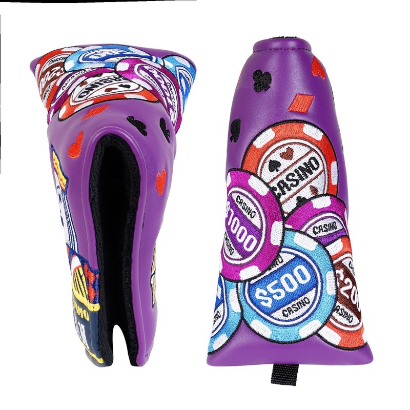 BIG TEETH Golf Putter Cover Magnetic Blade Putter Head Covers Purple Big Win Fits Most Blade Putter Club Protecter