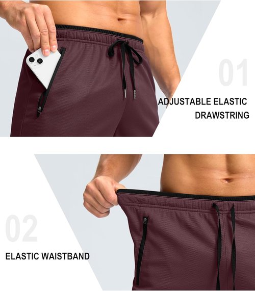 G Gradual Men's Athletic Gym Shorts - Quick Dry Lightweight Basketball Shorts with Zipper Pockets | 9"/11" Sizes