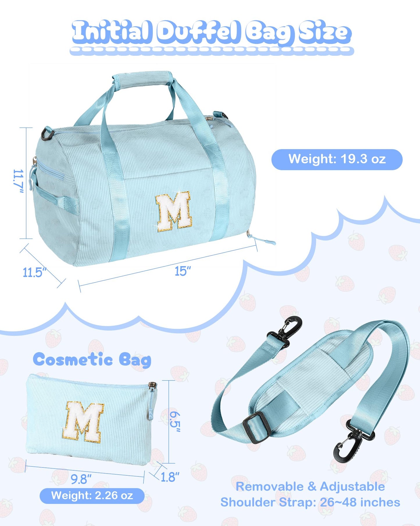 Vogewood Trip Essentials for Preteen, Girls Gym Bag, Kids Personalized Dance Bags with Shoe Compartment, Customized Travel Duffle with Toiletry Bag, Preppy Stuff Gifts for Kid (Letter F)