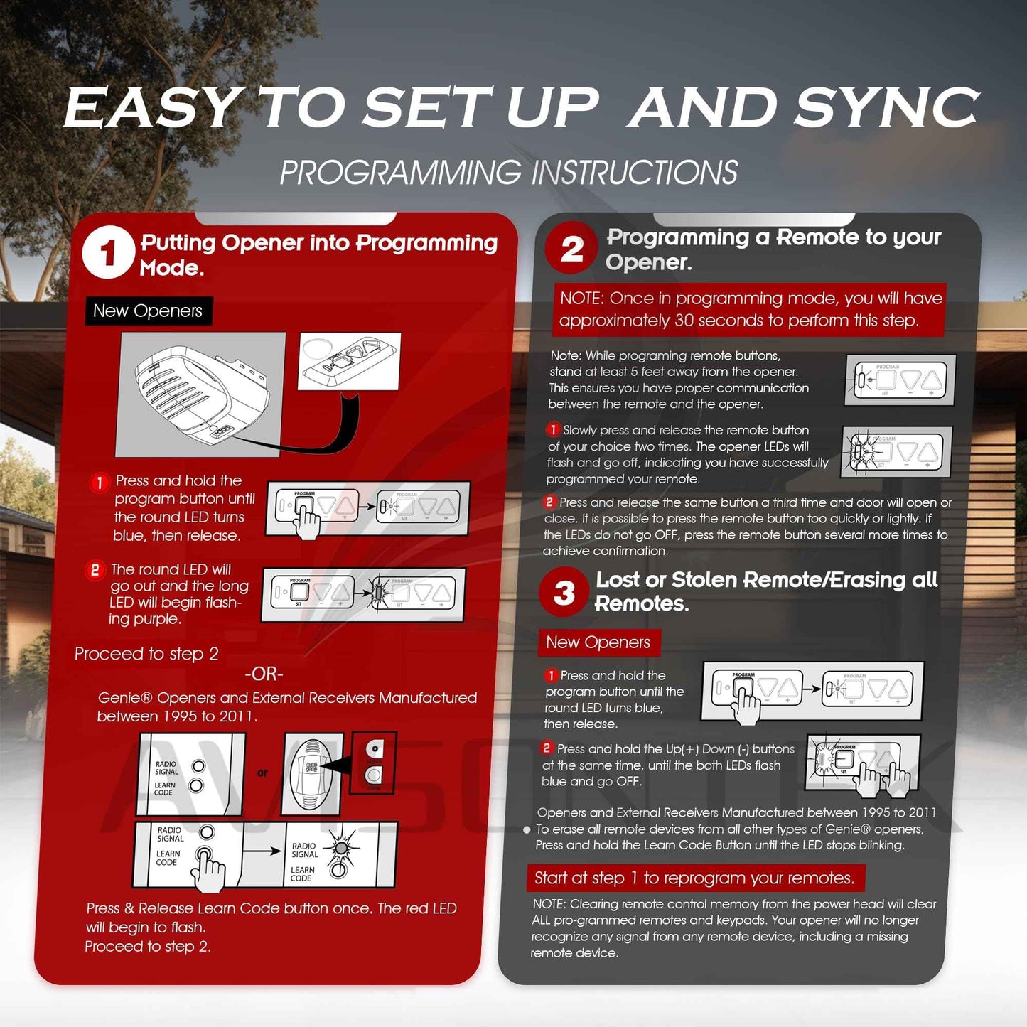 2-Pack O3T-BX/O3T-A Overhead Door Garage Door Opener Remote, Compatible with Legacy Python Odyssey Destiny Phantom, 3-Year-Warranty