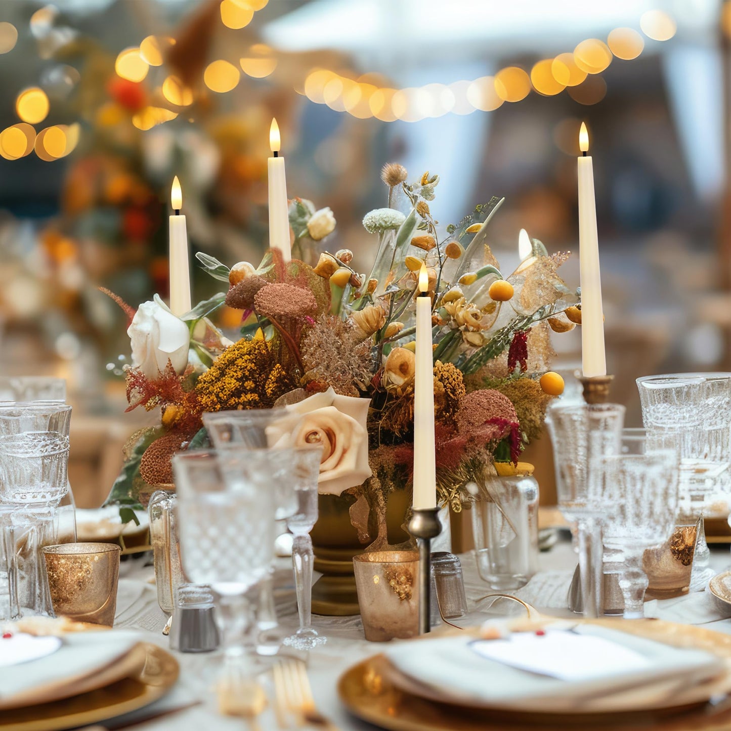 AFINETH Flameless Taper Candles with Remote, Flickering Battery Operated Candles, Ivory 9.6" Led Flameless Candlesticks for Home Party Weeding Festival Decor, 2 Pack