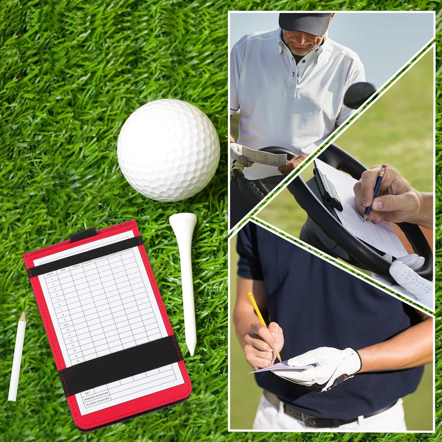 PATIKIL Golf Scorecard Holder, Leather Yardage Book Cover Golf Scorecard Book with Pencil Loop for Golfers Golf Club Golf Club Accessories, Blue