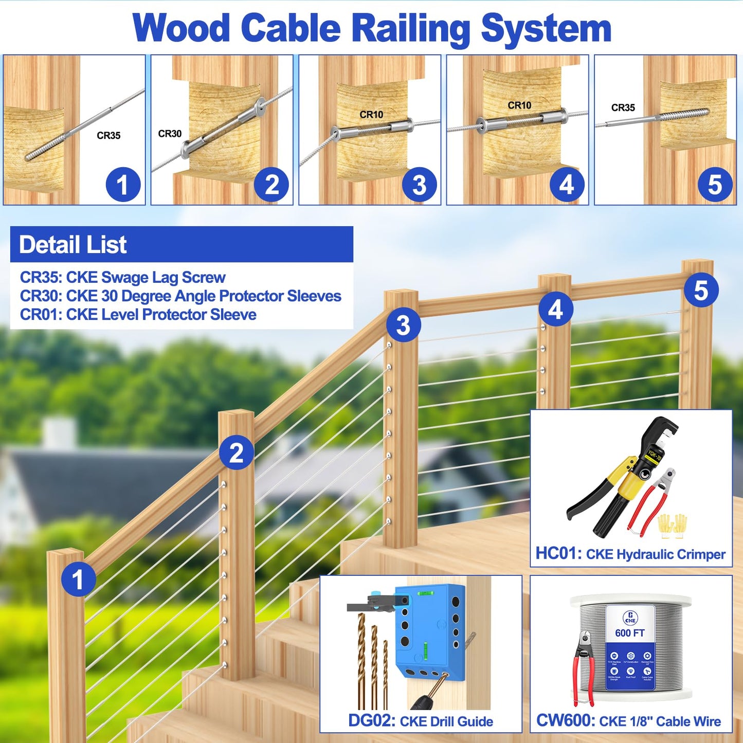 CKE 600FT 1/8" Stainless Steel Cable Railing System Hardware, T316 Marine Grade Stainless Steel Wire Rope Cable for Deck Cable Railing Kits, 7x7 Strands Aircraft Cable Wire Rope, DIY Balustrades CW600