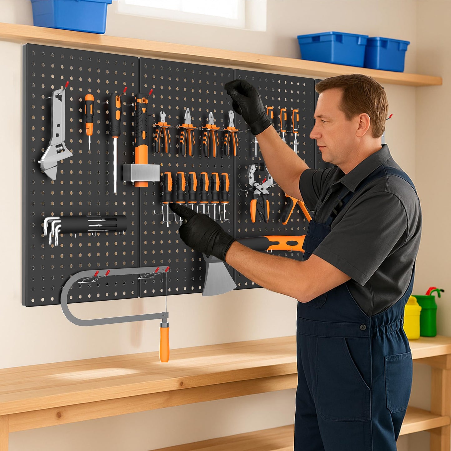 Ultrawall 4 Pack Metal Peg Board Panels with Hooks, Pegboard Wall Tool Organizer for Garage, 84pcs Peg Board with Accessories, 24"X12"