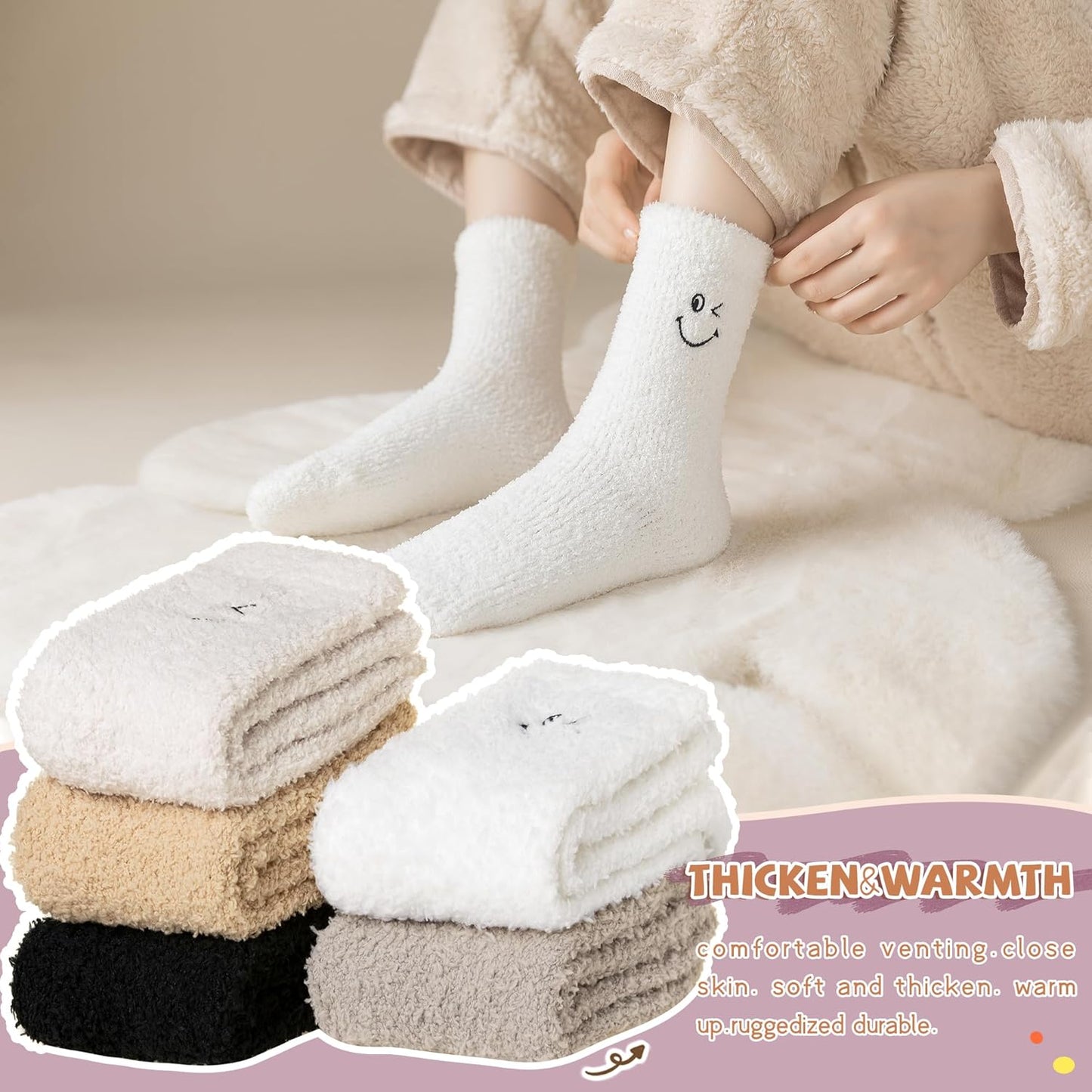 WEVIAS Women's Fuzzy Socks - Cozy Plush Slipper Socks for Winter | Soft Warm Fleece Cabin Sleep Socks