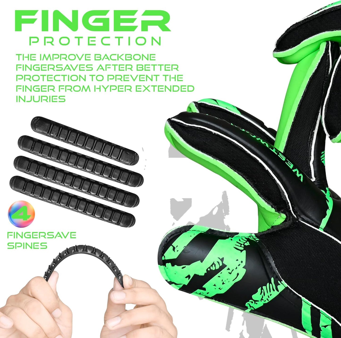 Westwood Fox Goalie Gloves - Heavy Grip Palm with Finger Protection for Kids & Adults | 4+3 mm Latex