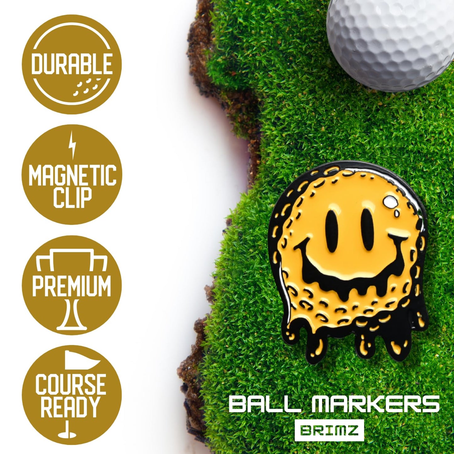 BRIMZ Golf Ball Marker Set – 5 Magnetic Golf Ball Markers with Hat Clip for Convenient Access on The Course