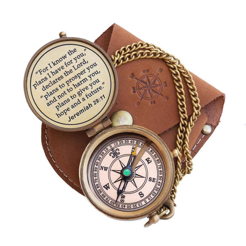 NEOVIVID Religious Gifts for Men, LDS Missionary, Easter for Teen Boys, Compass, Catholic, Christian, Jeremiah 29:11, Personalized, Sentimental, Inspirational