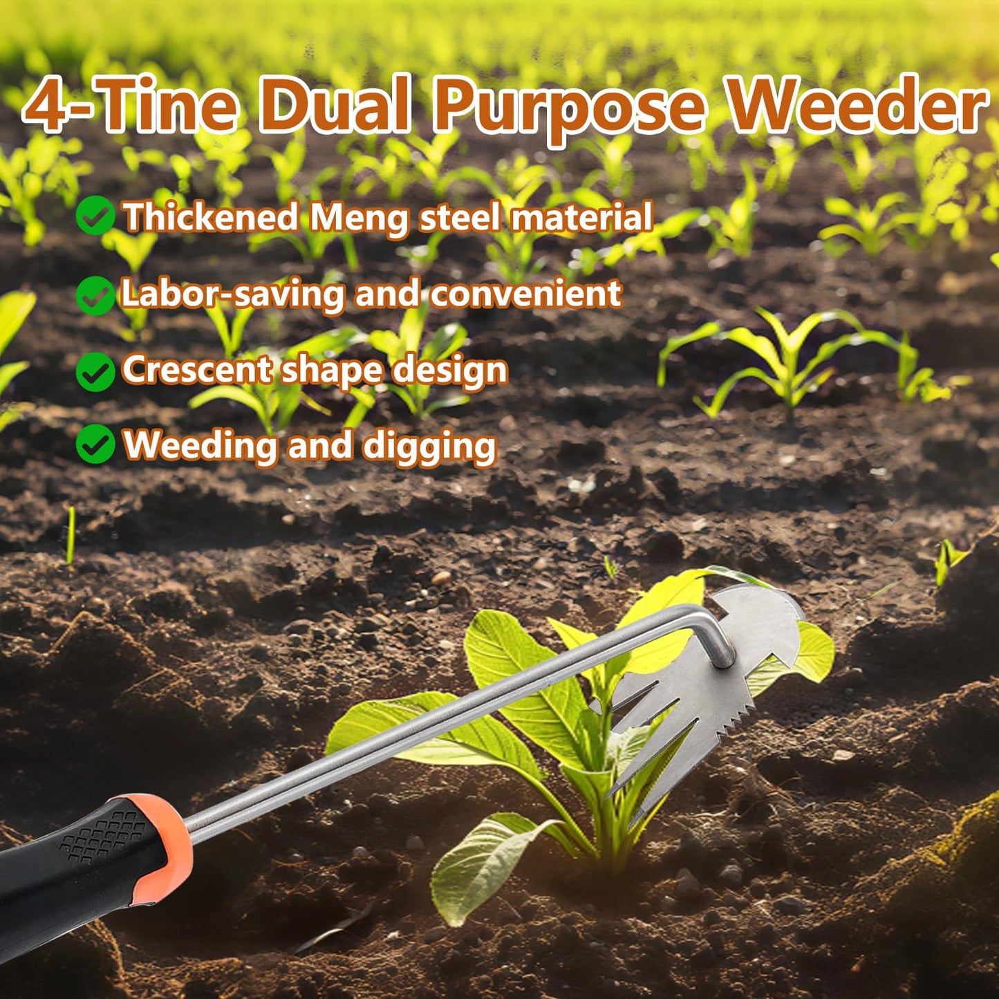 Weed Puller Tool, Rubber Handle Garden Manual Weeder Tool, Portable Stainless Steel Weeding Tools, For Hand Weeder Puller for Vegetable Gardening Backyard Farm Planting & Uprooting Weeding Tool