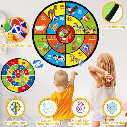Kids Dart Board by [Brand Name] - 29" Double-Sided Board with Sticky Balls | Fun Indoor/Outdoor Game for Ages 4-13