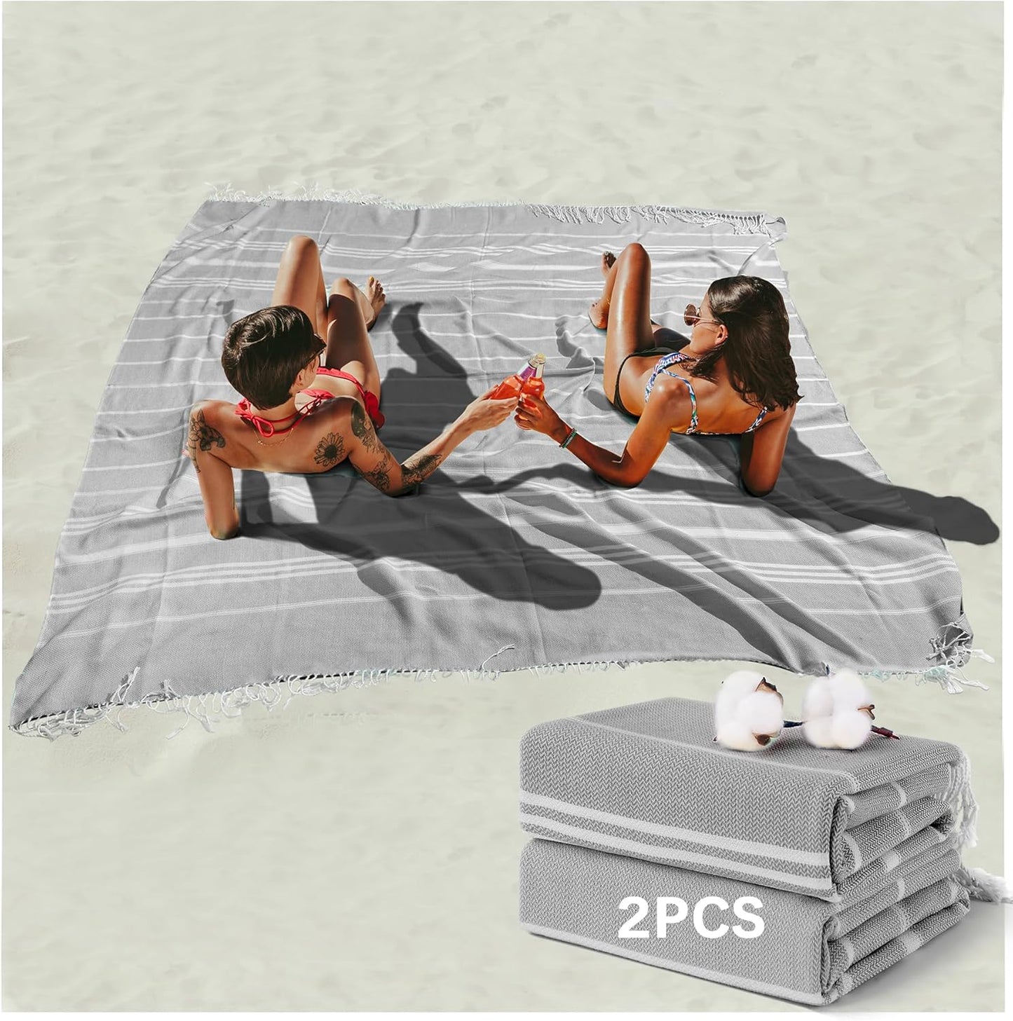 Skiennix Boho Throw Blanket - Extra Large Jumbo Turkish Beach Towel | Perfect for Outdoor Picnics & Travel Essentials