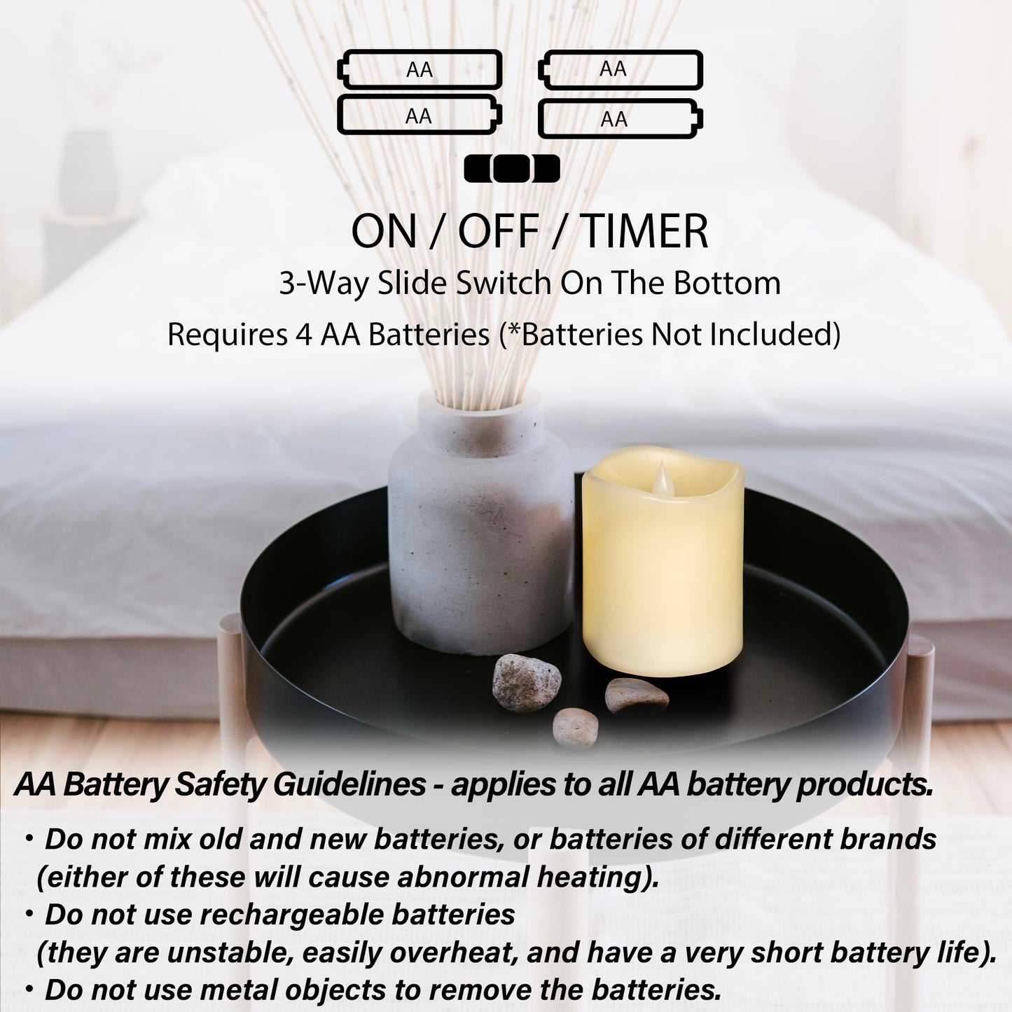 GyrHub Flameless Candles Last 1300+ Hours Real Wax Flame Effect Auto-Moving 3D Wick, LED Pillar Candles with Timers Battery Operated - Ivory 4"