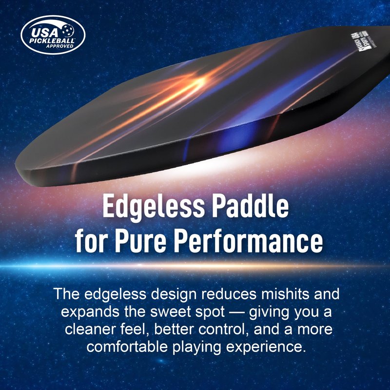 Kasaca Sport Cosmic Ray Edgeless Graphite T700 Multilayer Carbon Fiber Pickleball Paddles, Longer Handle Comfort Grip, Large Sweet Spots, USAPA Approved, for Intermediate & Advanced Players