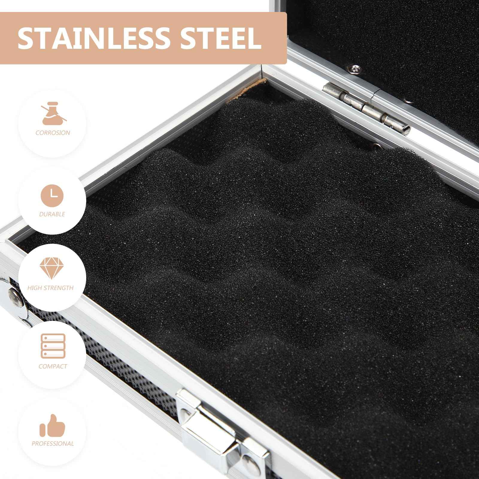 Veemoon Locking Storage Case,Aluminum Case Travel Cord Organizer, Storage Case, Barber Bag Hard Briefcase Aluminum Man Machine