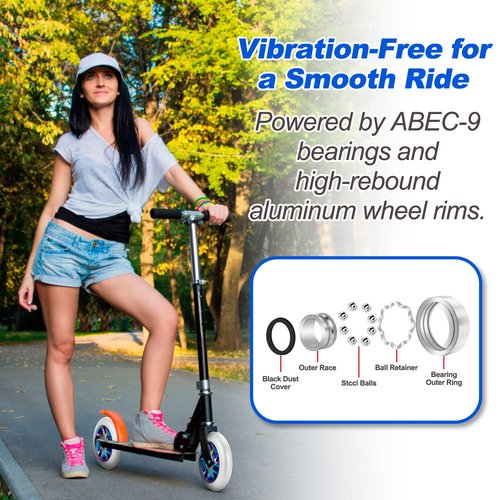 100mm Scooter Wheels 2 Pack - Pro Scooter Wheels with ABEC-9 Bearings Installed, 88A PU, Replacement Wheels Fit for Razor, MGP, Lucky Envy & Pro Scooters, White