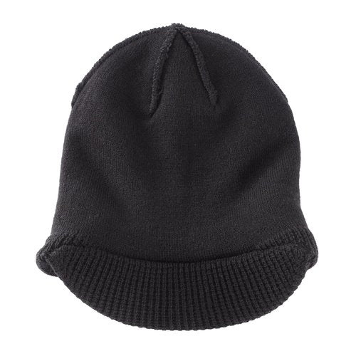 Home Prefer Mens Wool Blend Winter Hat Double-Layer Warm Knit Pre-Curve Visor Beanie Brimmed Beanies Hat for Men Women (US, Alpha, One Size, Black)