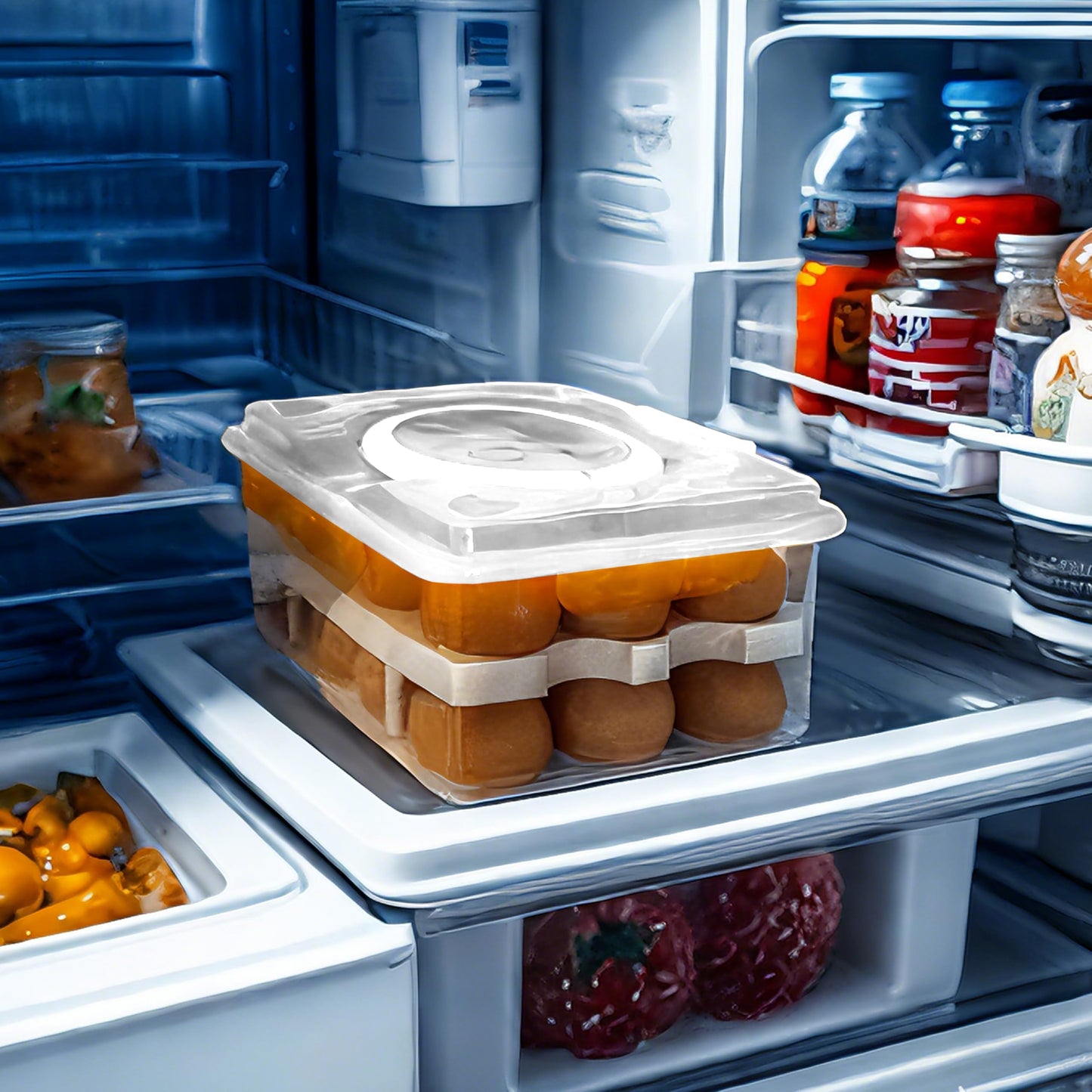 Daixers Ortable Large Capacity Double-layers Egg Storage Container Holds 24 Eggs Shatter-proof Non-slip Eggs Holder with Handle (White)