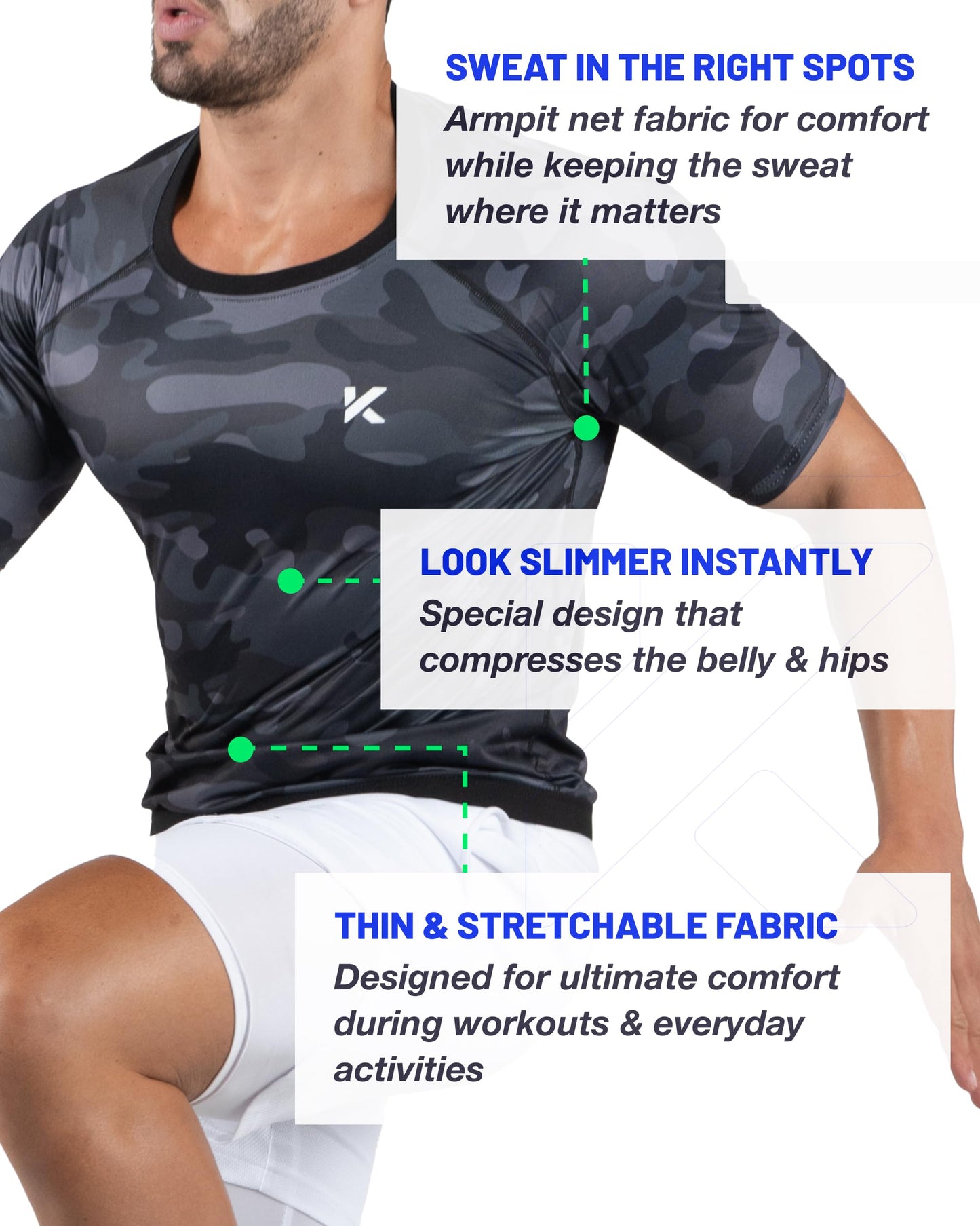 Kewlioo Sauna Shirt for Men - Original Heat Trapping Sweat Vest, Sauna Suit For Men, Compression Workout Sweat Suit for Gym, Workouts