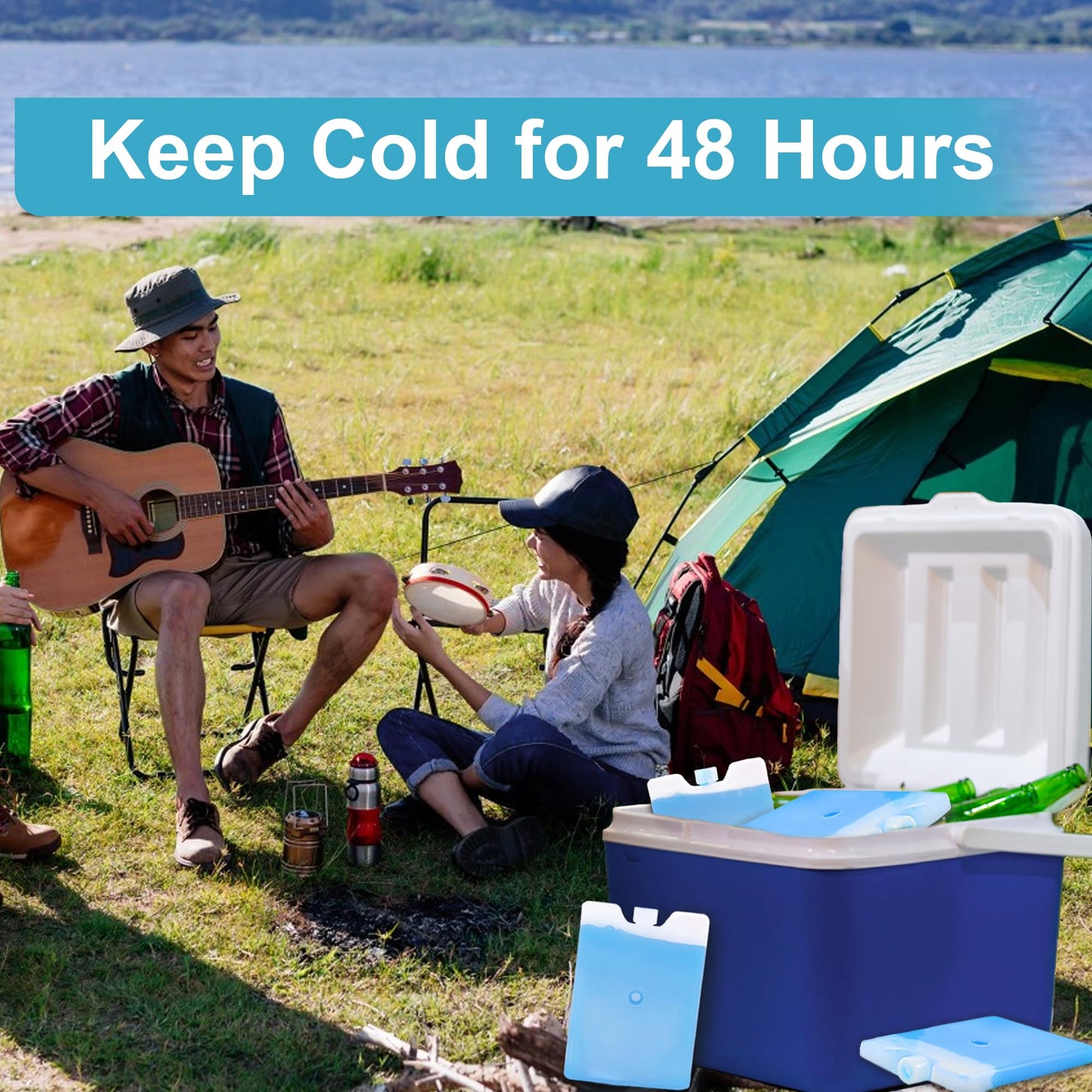 TOPOKO Ice Packs for Lunch Bags, Coolers & Freezers – 6 Pack Reusable Ice Packs, Slim, Leak-Proof, Long-Lasting Cold, Quick Freeze for Picnic, Camping, Beach, Hiking & Outdoor Sports