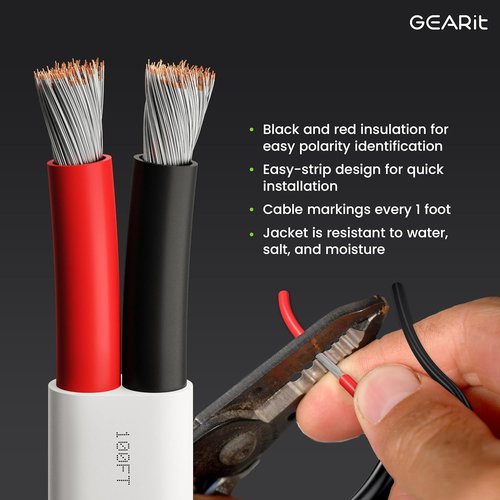 GEARit 14 Gauge Marine Wire - 100 Feet Duplex Tinned Copper Electrical Cable | Red & Black, Oxygen-Free Insulation