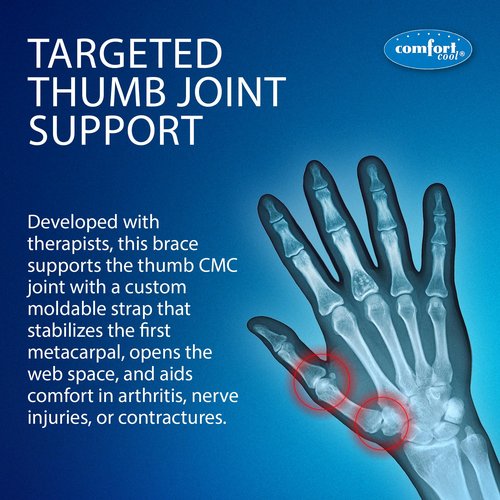 Comfort Cool Thumb CMC Abduction Splint | Moldable Thumb Wrap for Arthritis - Thumb Brace for CMC Joint Support - Left, Medium