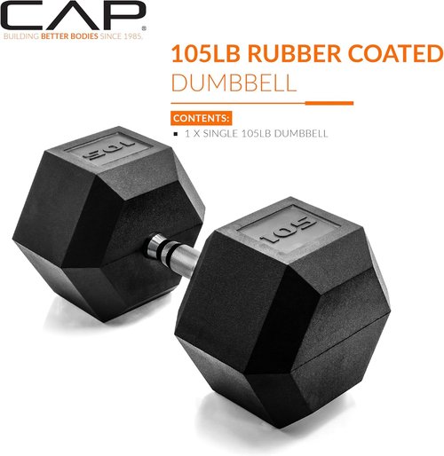 CAP Barbell Coated Hex Dumbbell Weights - Choose From 10-120 lbs | Durable & Versatile Options