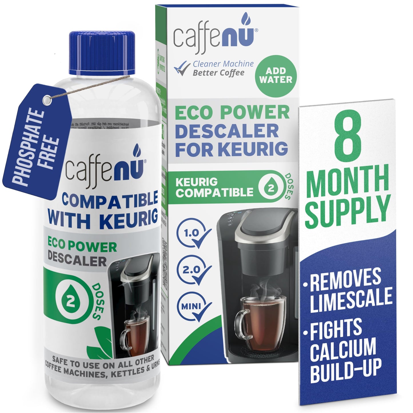 Keurig Compatible Descaling Solution. 1 Bottle of Descaler Solution. Descaling Kit Removes Limescale For Hotter Coffee. 2 Uses Descaler For Keurig Coffee Makers.
