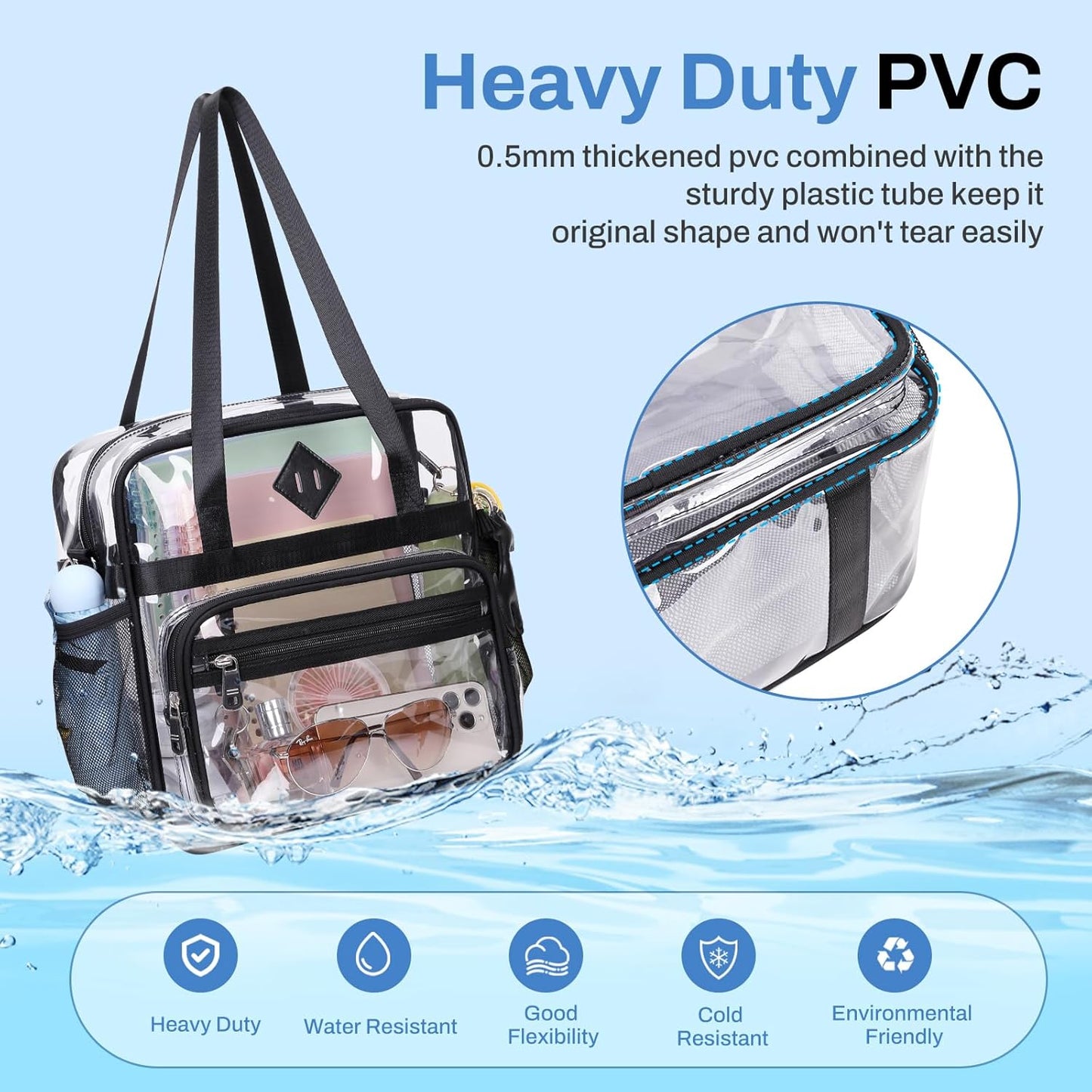 PIG PIG GIRL Clear Tote Bag - 12x6x12 Transparent Stadium Event Bag for Women