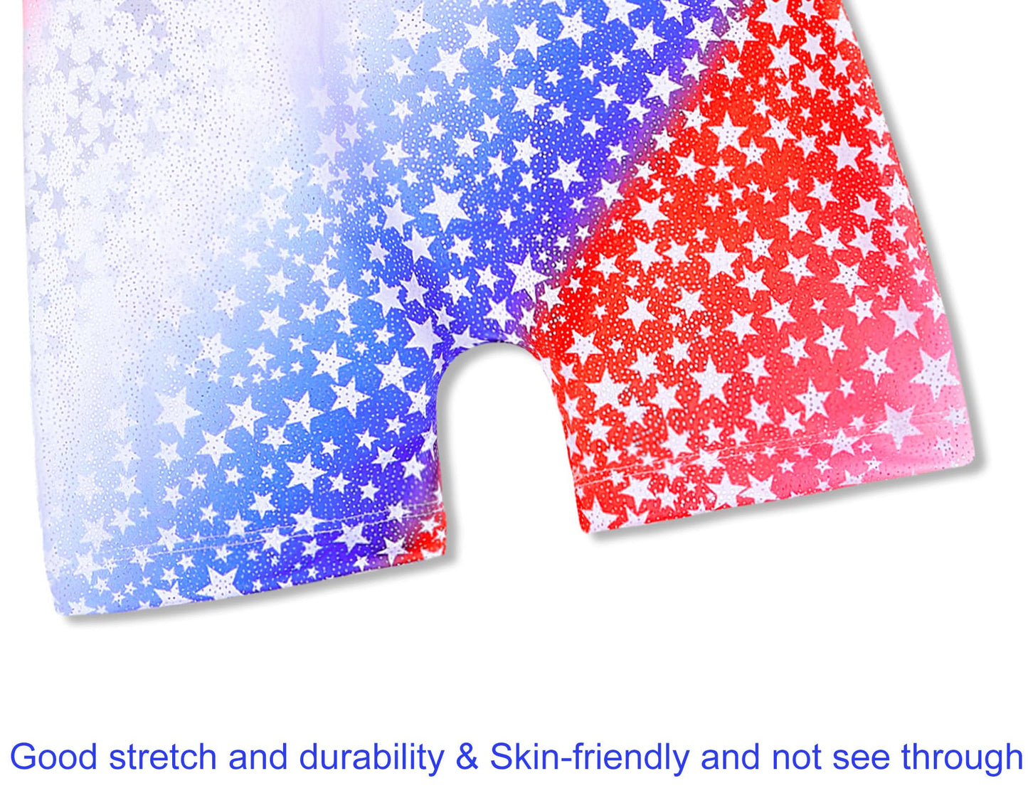 Domusgo Gymnastics Leotards for Toddler Girls Size 1t 2t Shiny Sleeveless Red Blue White Star Biketard