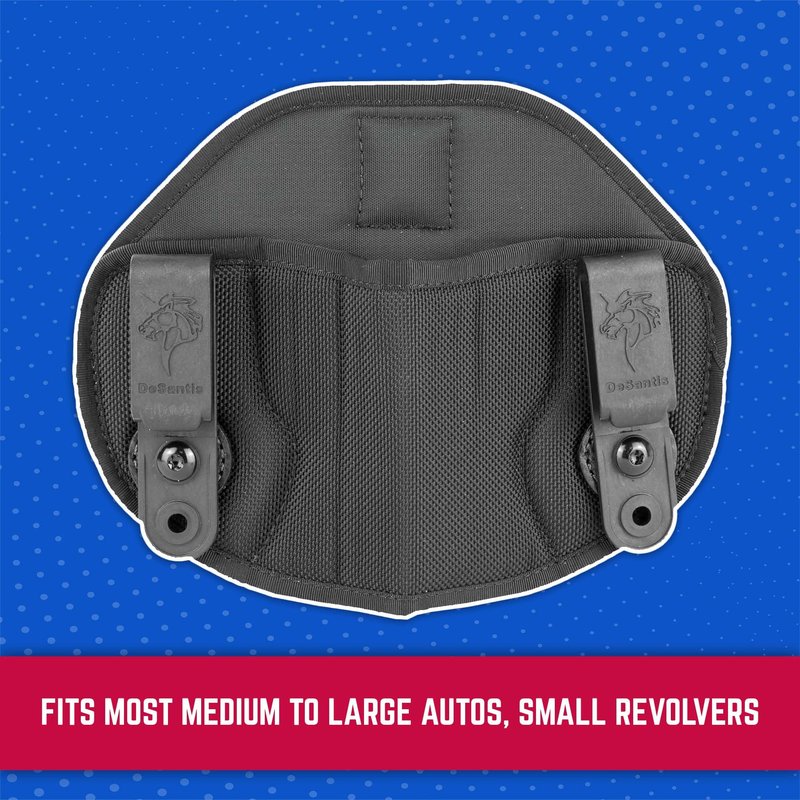 DeSantis Vanquisher IWB Holster - Concealed Carry Gun Holster with Padded Ballistic Nylon, Tuckable, Compatible with Most Medium to Large Autos and Small Revolvers - Ambidextrous, Black