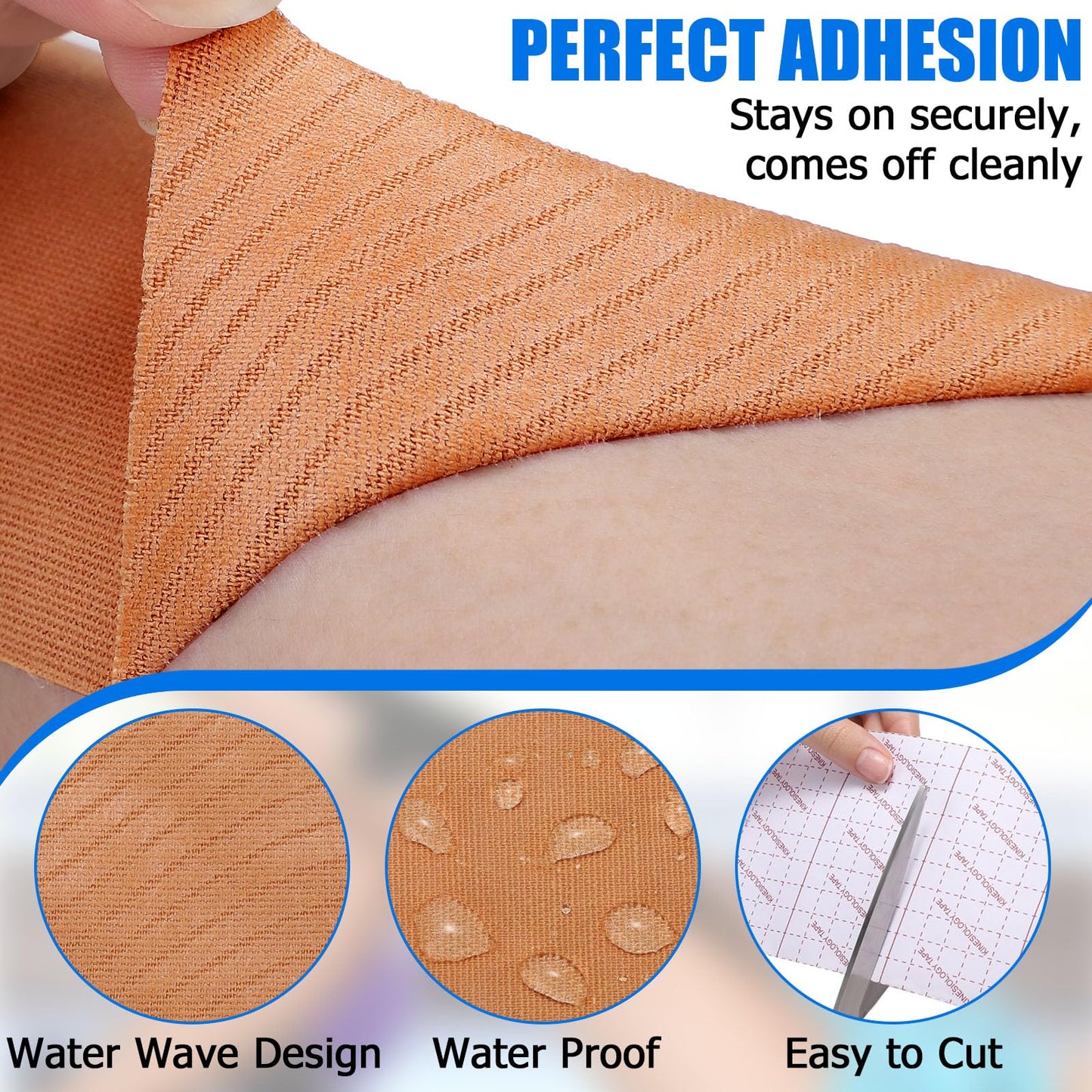 Gsbomzap 3 Rolls Kinesiology Tape, Waterproof, 3in x 5.5yd, Beige