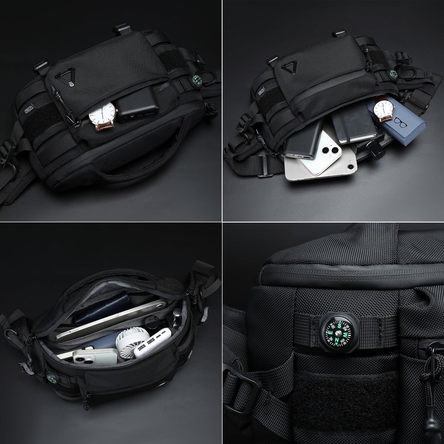 LPPJY Sling Backpack Crossbody Sling Bag Chest Bag Daypack Fanny Pack For Men Women Waterproof Casual Pack Sling Bag for Tactical Outdoors Hiking Traveling Running Sport Work (Black)