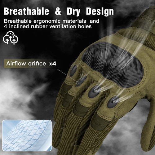 FREE SOLDIER Gloves for Men Full Finger Fingerless Gloves for Work Gardening Cycling Motocycle Hiking Riding Climbing(Green Small)