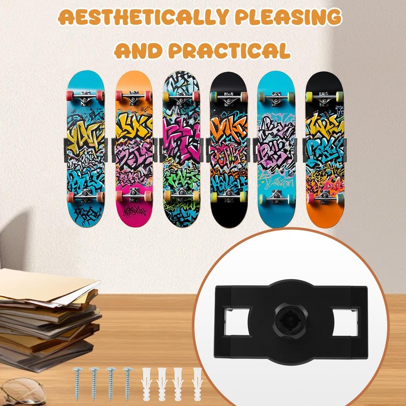 HJJWNDDNG Skateboard Wall Mount 360° Rotating Skateboard Decks Wall Mount, Extending and Floating Display Skateboard Wall Holder Grab, Fit for Any Skateboarder Horizontal Any Angle (1Pcs)
