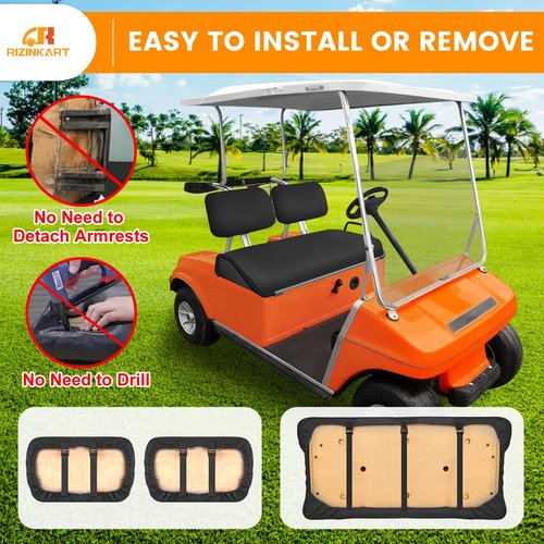 RIZINKART Golf Cart Seat Covers Sets Fit for Yamaha G22 G19 G16 G14 G11 G9 G8 G2, Club Car DS Pre-2000 Aftermarket Regular Front Seat Cushion，Durable Stretchy Breathable Washable Polyester Mesh Cloth