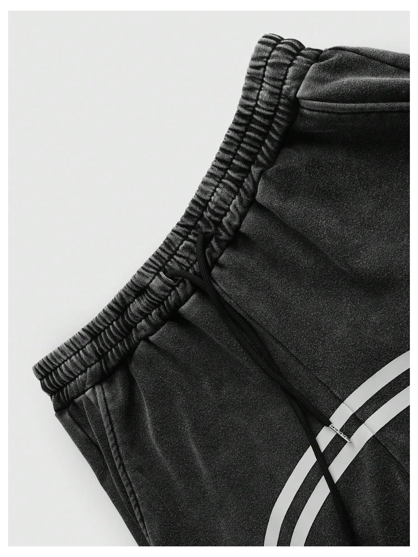BEAUDRM Men's Striped Baggy Sweatpants Y2k Wide Leg Pants Drawstring Graphic Track Pant with Pockets Streetwear Black Large