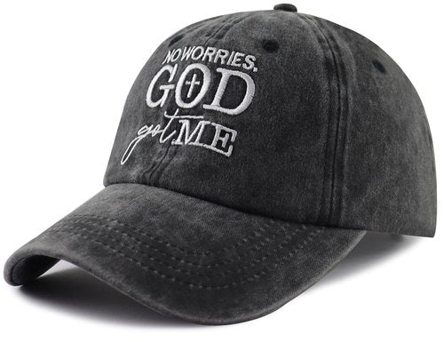 Christian Gifts for Women Men, Funny God Got Me Hat, Jesus Cross Baseball Cap, Christmas Faith Religious Birthday Gift for Mom Dad Mama Wife Hubby Sis Black