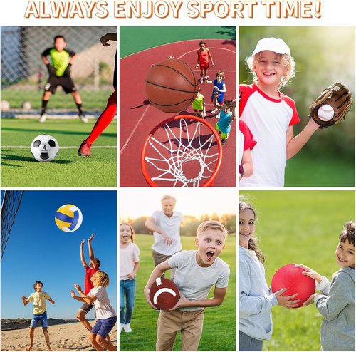 Deekin 12-Piece Assorted Sport Ball Set - Official Size Basketball, Football, Volleyball & More | Ideal Kids' Gift