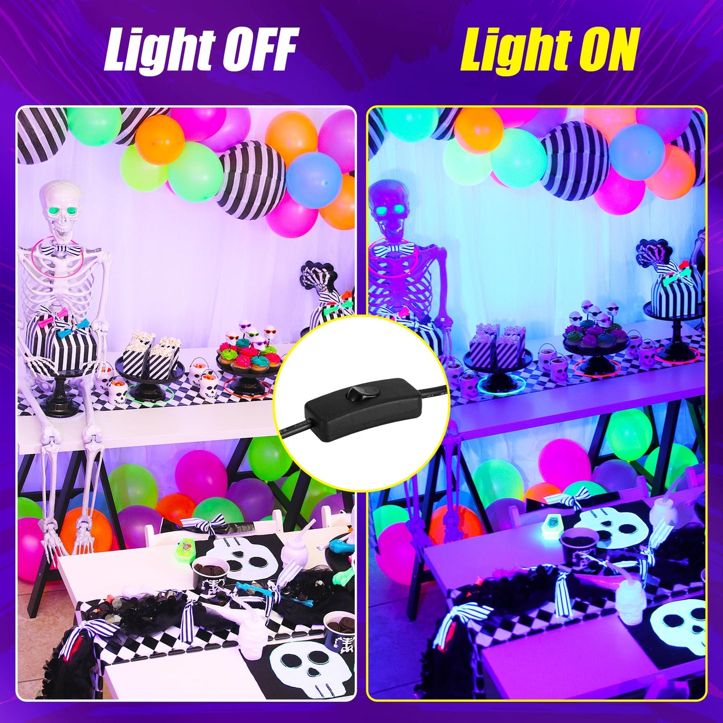 NEWREACH 45W Black Light, LED Blacklight Bar with 6.6ft Cord, Glow in The Dark Light Up 28x28ft, for Glow Party, Neon Decoration, Body Paint, Fluorescent Poster, Birthday, Halloween, Bedroom(1Pack)