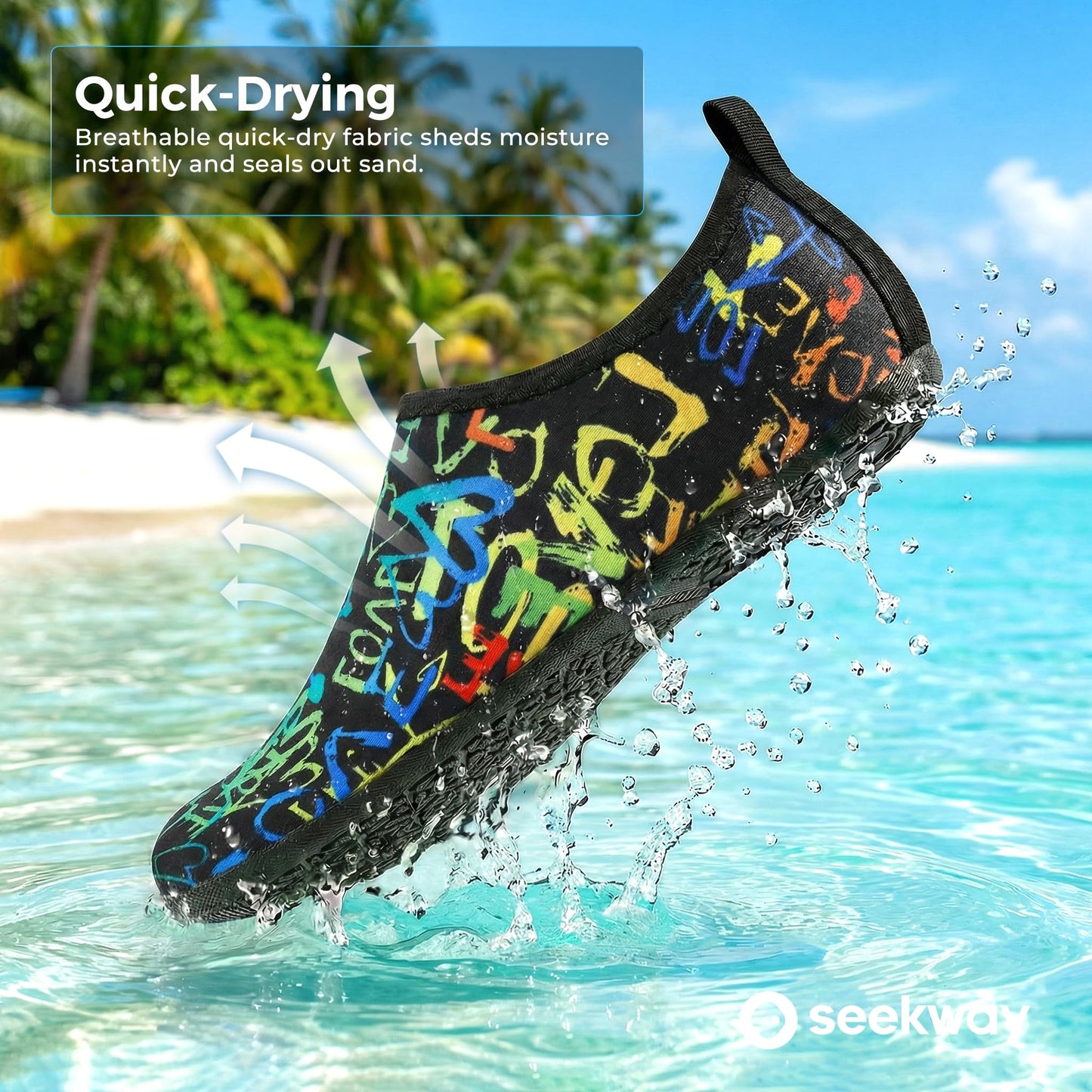 SEEKWAY Water Shoes Women Men Adult Quick-Dry Aqua Socks Barefoot Non Slip for Beach Swim River Pool Lake surf Black SK002(U)