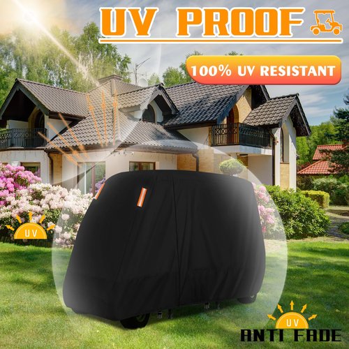Golf Cart Cover 2/4 Passenger,Waterproof Outdoor Golf Cart Covers Extended Roof Heavy Duty Weatherproof Universal Fits for Club Car,EZGO,Yamaha,Cushman, Evolution,Kandi,Tomberlin-115Lx52Wx66H Inch