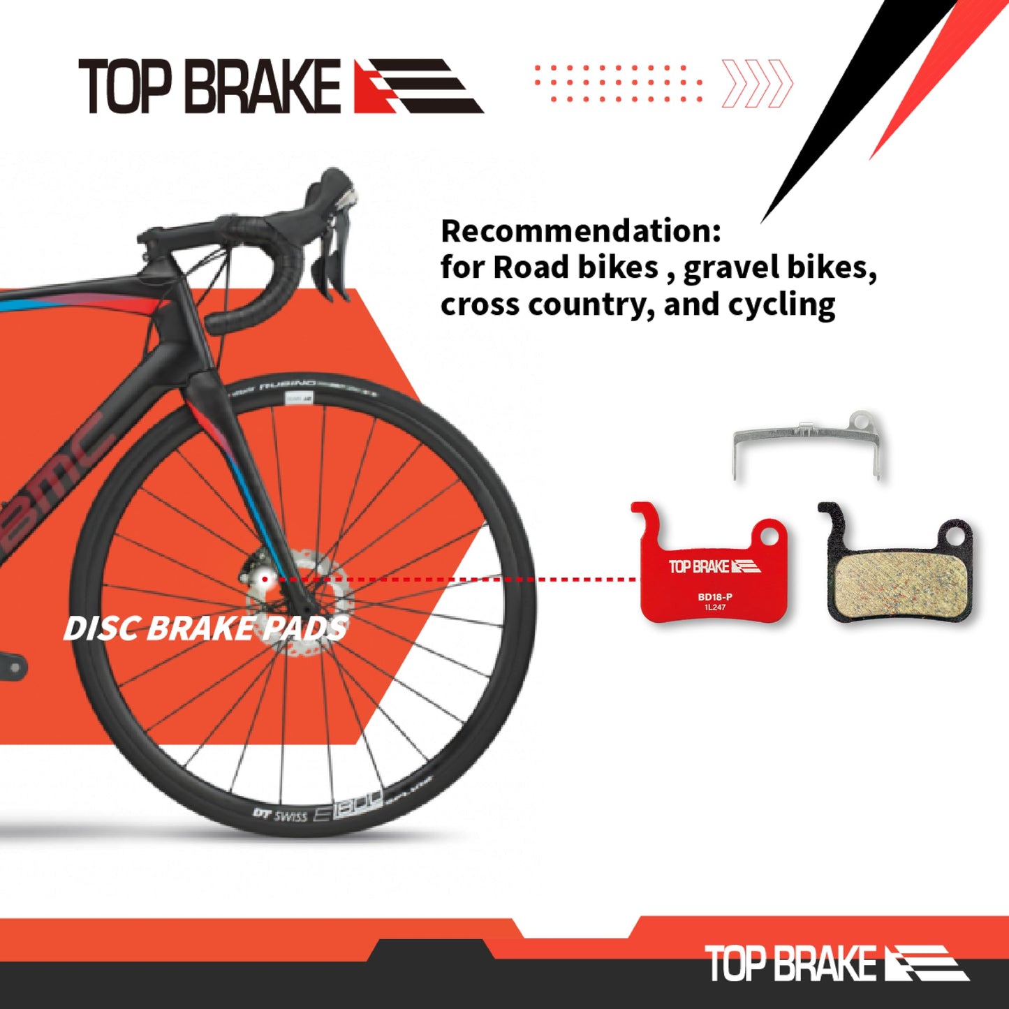 TOP BRAKE BD18 Disc Bike Brake Pads for Shimano alfine S500,S501,Deore M765, SLX M665,Saint M800,XTR M965 M975,M545 M505 M605;TRP Dash Carbon, Parabox 2011 Front