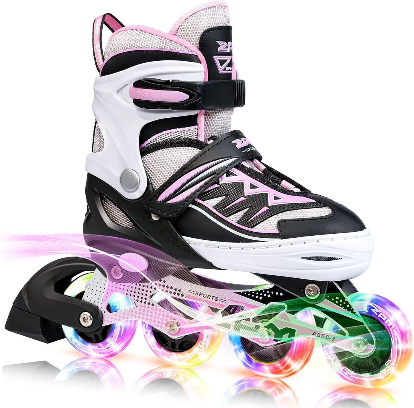 2PM SPORTS Cytia Pink Girls Inline Skates - Adjustable With Light-Up Wheels for Fun & Safety