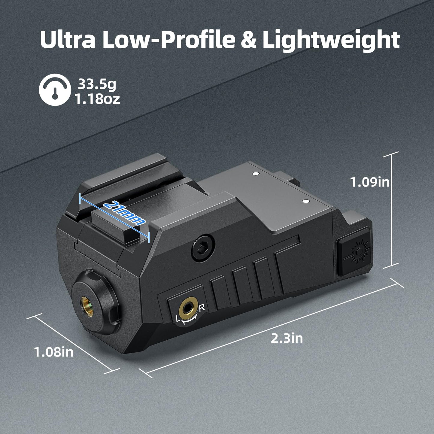 EZshoot Compact Pistol Laser Sight, Red Laser Gun Sight with Adjustable Slide Rail, Rechargeable Low Profile Laser for Pistol Compatible with 21MM Picatinny Rail
