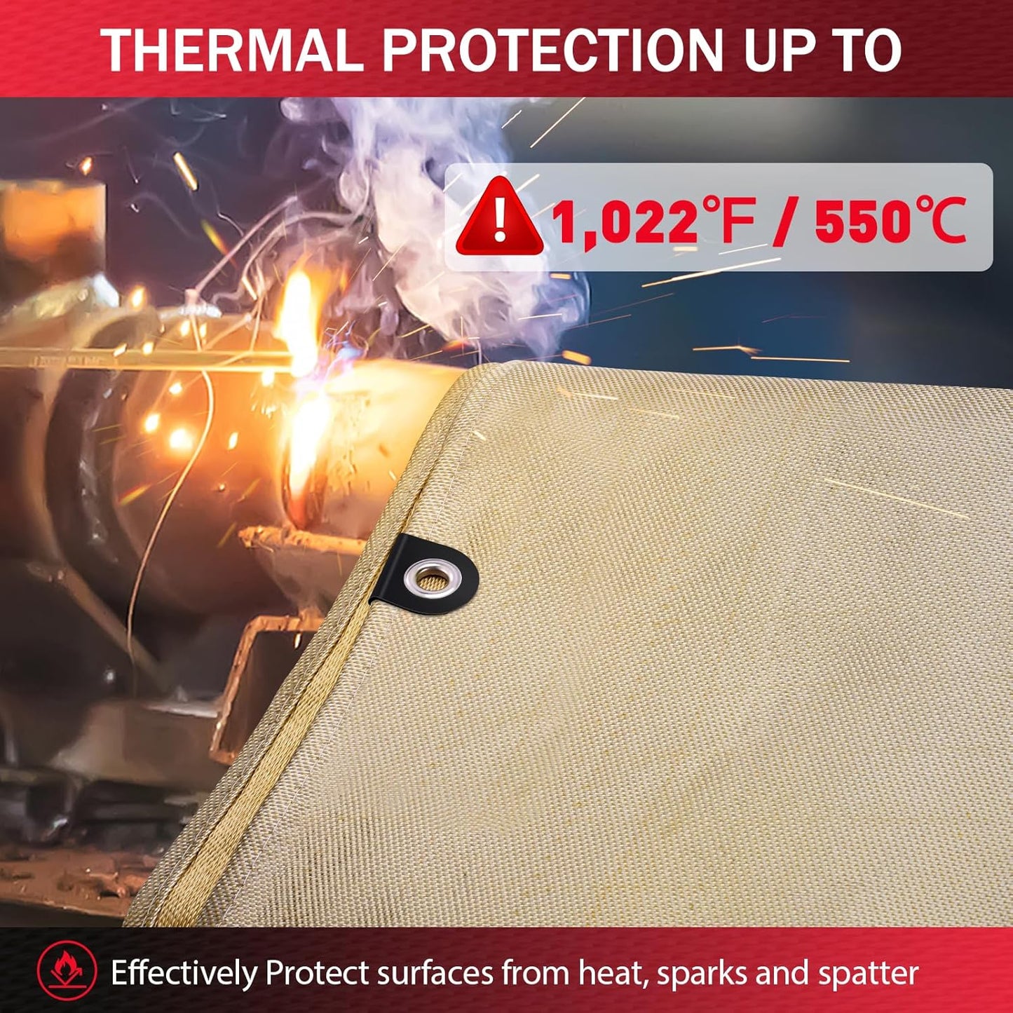 Heavy Duty Welding Blanket 4x6 ft - 1022°F Fire Resistant Fiberglass Insulation (2 Pack)