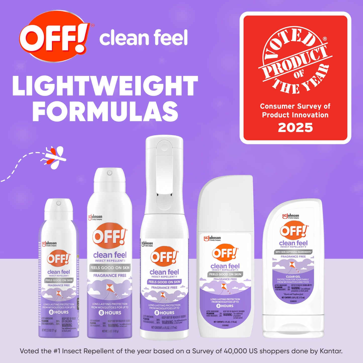 OFF! Clean Feel Insect Repellent Misting Spray, Fragrance-Free Picaridin Bug Spray for Lasting DEET-Free Protection from Mosquitoes and Ticks, 6 oz
