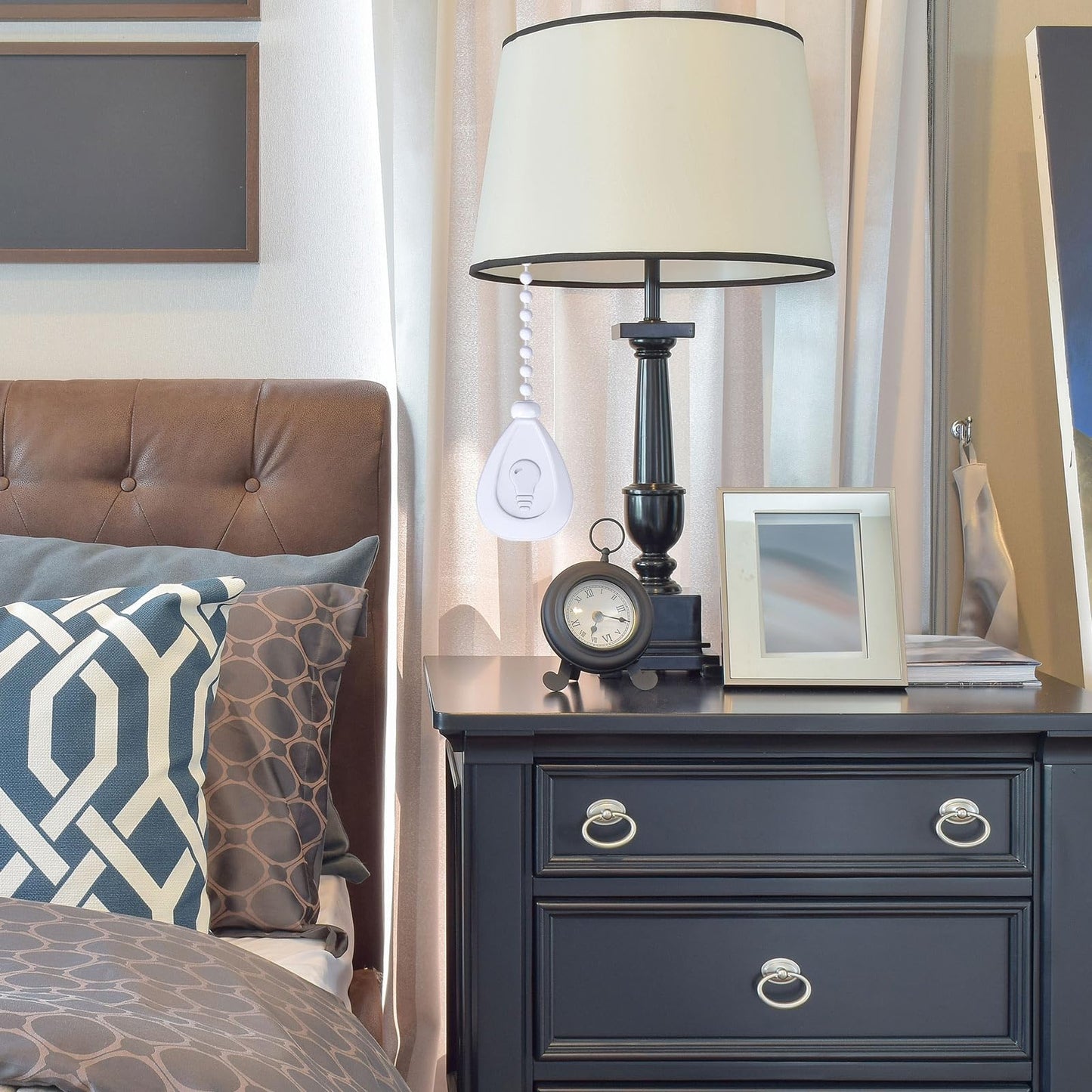 4 Pieces Ceiling Fan Pull Chain Extender Ornament 12 Inch Ceiling Pull Chain Extension Classic Drop Shaped Pendant Beaded Ball Cord for Fan light lamp decorative with Connector(White)