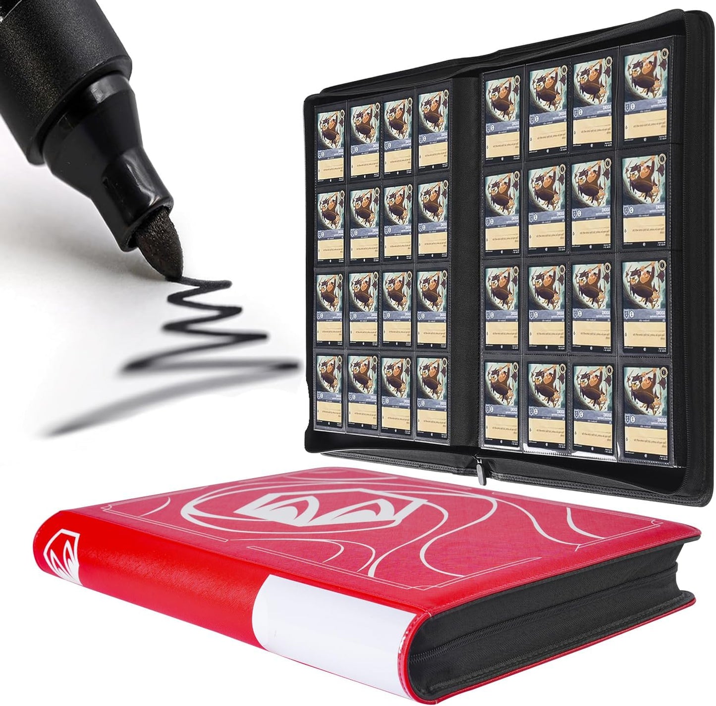 Skiennix Lorcana Card Binder - Premium 16 Pocket Trading Card Album for 1024 Cards | Classic Red