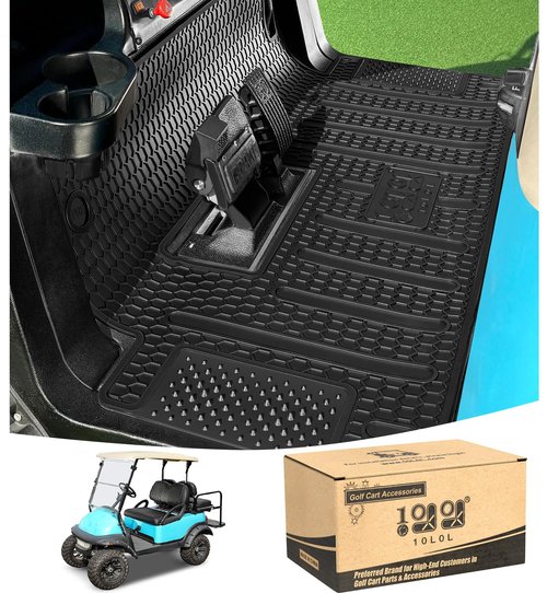10L0L Golf-Cart-Full-Coverage-Floor-Mat for Club Car Precedent (2004-2023), Onward & Tempo (2017-2023), Villager & V4L (2019-2023), Durable Waterproof Rubber Liner, OEM Fit Club Car Accessories