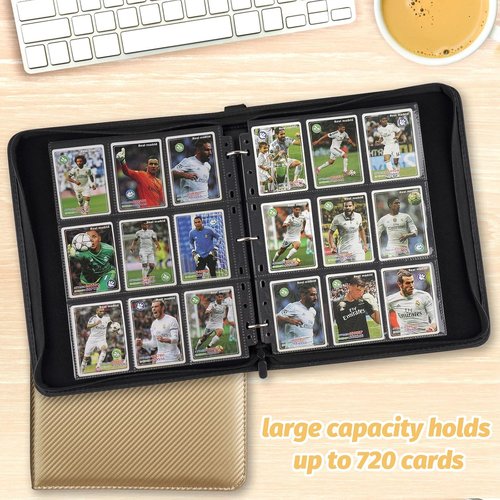 GERMUN 9 Pocket Card Binder - Premium Zip Trading Card Album for MTG, TCG & Sports Cards | Gold Finish
